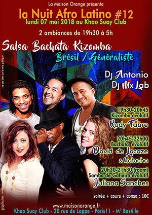 flyer Nuit Afro Latino #12, soirée latino de la Maison Orange du 07 mai 2018